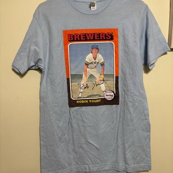 Davin Yount Brewers Blue T-Shirt Size Medium - Picture 1 of 5
